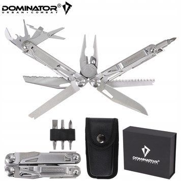 Мультитул DOMINATOR серебристый 14в1 инструмент с битами чехлом для ремонта кемпинга 2238 фото