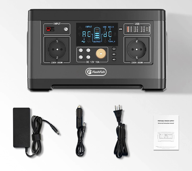Портативная зарядная станция FlashFish P63 520 Вт/220 В электростанция для дома и путешествий 2616 фото
