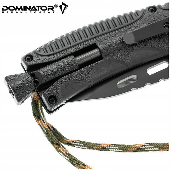 Складной нож Dominator черный с паракордом встроенный спасательный свисток для походов и ежедневного использования 2250 фото