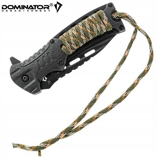 Складной нож Dominator черный с паракордом встроенный спасательный свисток для походов и ежедневного использования 2250 фото