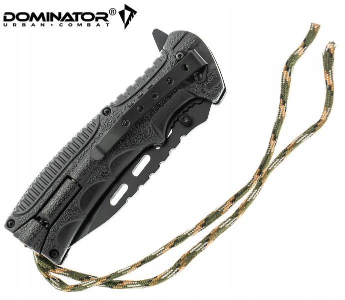 Складной нож Dominator черный с паракордом встроенный спасательный свисток для походов и ежедневного использования 2250 фото