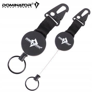 Брелок вытяжной ретрактор Dominator черный с карабином и стальным тросом 60 см удобный аксессуар для ключей бейджей 2251 фото