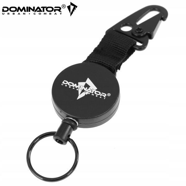 Брелок витяжний ретрактор Dominator чорний з карабіном і сталевим тросом 60 см зручний аксесуар для ключів бейджів 2251 фото