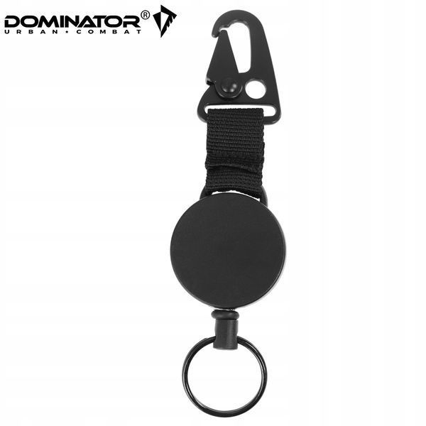 Брелок витяжний ретрактор Dominator чорний з карабіном і сталевим тросом 60 см зручний аксесуар для ключів бейджів 2251 фото