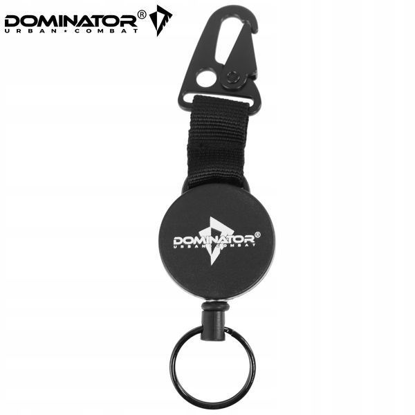 Брелок витяжний ретрактор Dominator чорний з карабіном і сталевим тросом 60 см зручний аксесуар для ключів бейджів 2251 фото