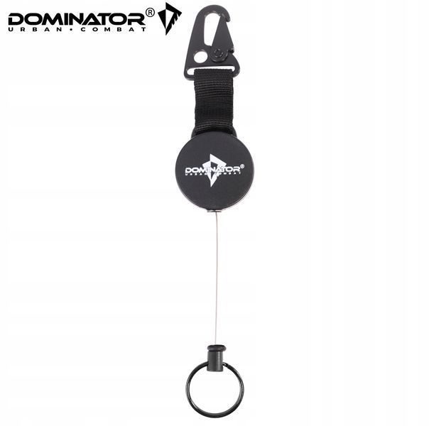 Брелок витяжний ретрактор Dominator чорний з карабіном і сталевим тросом 60 см зручний аксесуар для ключів бейджів 2251 фото