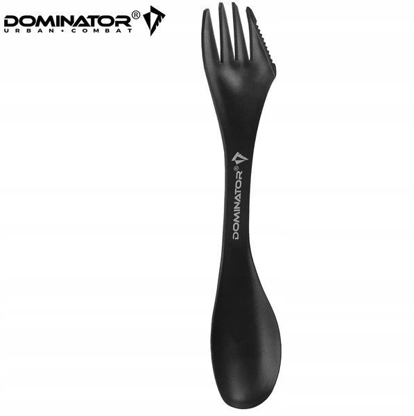 Столовий набір Dominator чорний 3в1 ложка вилка ніж 17 см туристичний пластиковий 2252 фото