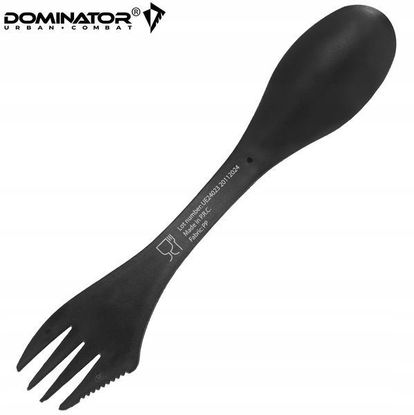 Столовий набір Dominator чорний 3в1 ложка вилка ніж 17 см туристичний пластиковий 2252 фото