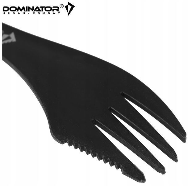 Столовий набір Dominator чорний 3в1 ложка вилка ніж 17 см туристичний пластиковий 2252 фото