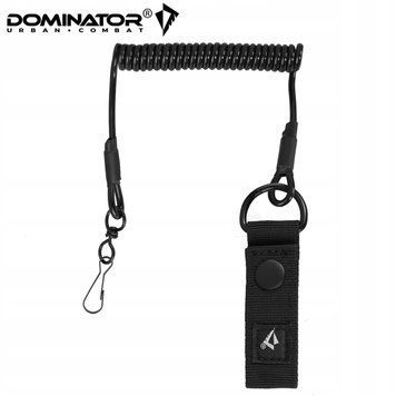Страховочный шнур с карабином и тренчиком Dominator черный на ремень для пистолета ножа ключей 2255 фото