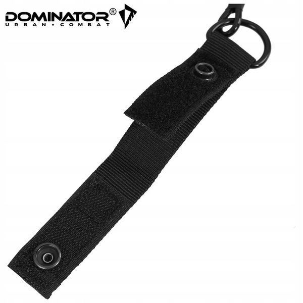 Страховочный шнур с карабином и тренчиком Dominator черный на ремень для пистолета ножа ключей 2255 фото