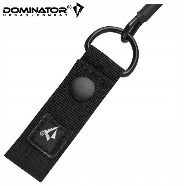 Страховочный шнур с карабином и тренчиком Dominator черный на ремень для пистолета ножа ключей 2255 фото