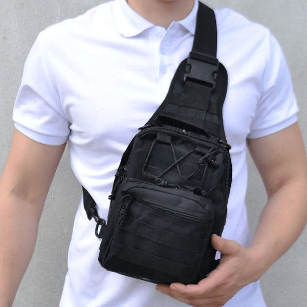 Сумка через плечо Nela-Styl черная Molle 13х26х7 см универсальная сумка на плечо спортивная для планшета велоспорта путешествий 2010 фото
