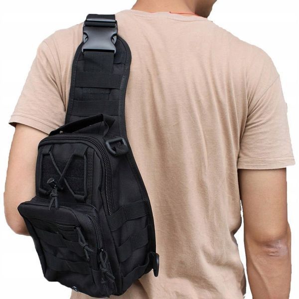 Сумка через плечо Nela-Styl черная Molle 13х26х7 см универсальная сумка на плечо спортивная для планшета велоспорта путешествий 2010 фото