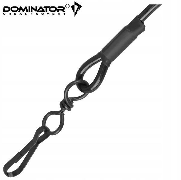 Страховочный шнур с карабином и тренчиком Dominator черный на ремень для пистолета ножа ключей 2255 фото