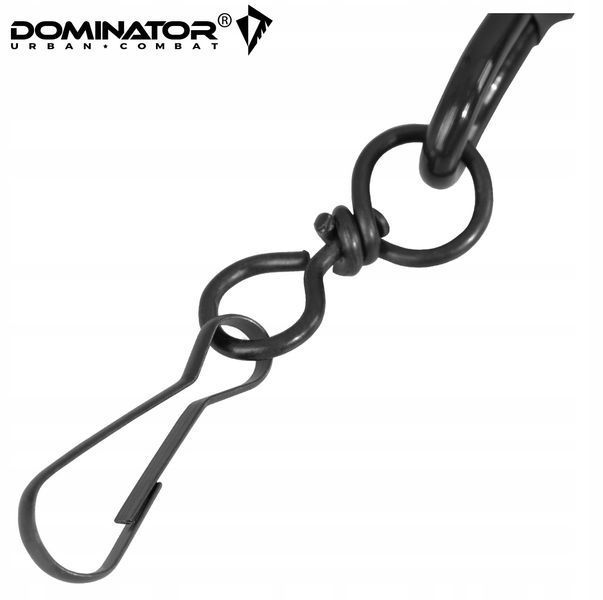 Страховочный шнур с карабином и тренчиком Dominator черный на ремень для пистолета ножа ключей 2255 фото