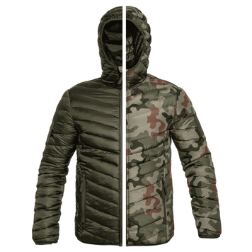 Куртка двухсторонняя Texar 4XL оливково-камуфляжная мужская утепленная синтетическим пухом тактическая 2672 фото