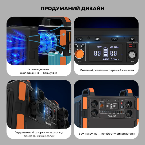 Портативна зарядна станція FlashFish F132 1000 Вт 1041,6 Вт&middot;год/327600 мАч 2656 фото