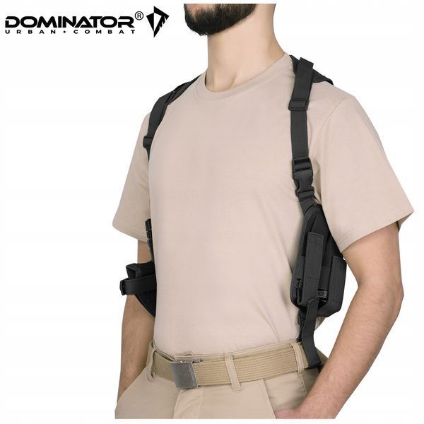 Кобура для пистолета Dominator черная с лямками и подсумками для магазинов универсальная 2259 фото