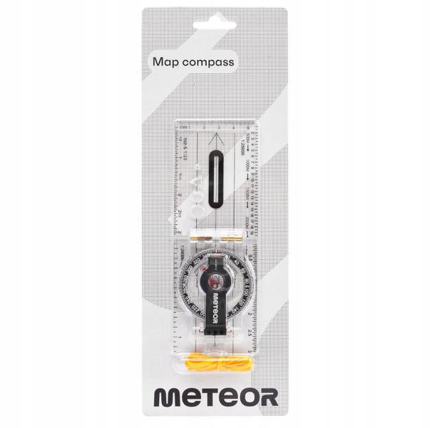 Туристический складной компас Meteor с жидкостной люминесцентной шкалой и шнуром для ориентирования в походах 2114 фото