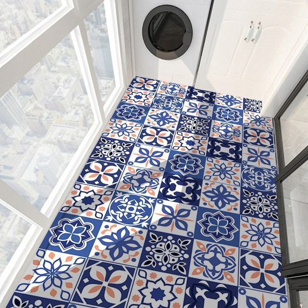 Самоклеящаяся ПВХ плитка 10 шт 20&times;20 см (0,4 м&sup2;) сине-розовая для стен и полов водонепроницаемая 2628 фото