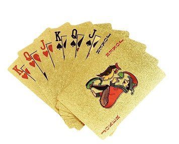 Игральные карты пластиковые 54 шт золотые водостойкие подарочные (XJ3679) 2769 фото