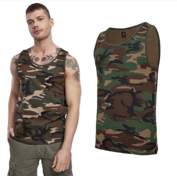Камуфлляжная армейская летняя майка Brandit Woodland, футболка без рукавов Brandit XXL 2199814542 фото