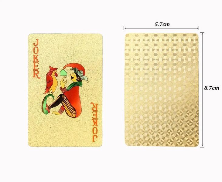 Игральные карты пластиковые 54 шт золотые водостойкие подарочные (XJ3679) 2769 фото