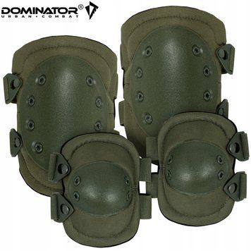 Комплект защитных наколенников и налокотников Dominator оливковый универсальный для военных и спорта 2264 фото