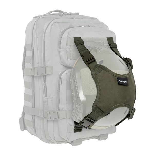 Тримач для шолома Mil-Tec оливковий універсальний з кріпленням MOLLE для рюкзака тактичного спорядження 2314 фото