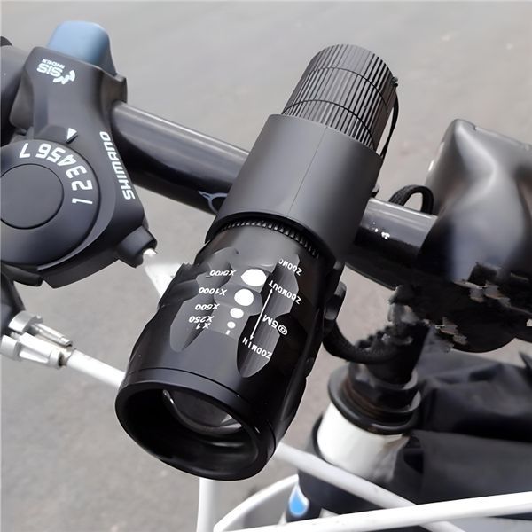Велосипедный фонарь на руль LED алюминиевый черный с зумом (XJ3861) 2795 фото