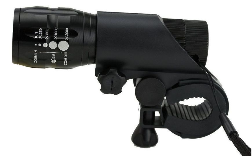 Велосипедный фонарь на руль LED алюминиевый черный с зумом (XJ3861) 2795 фото