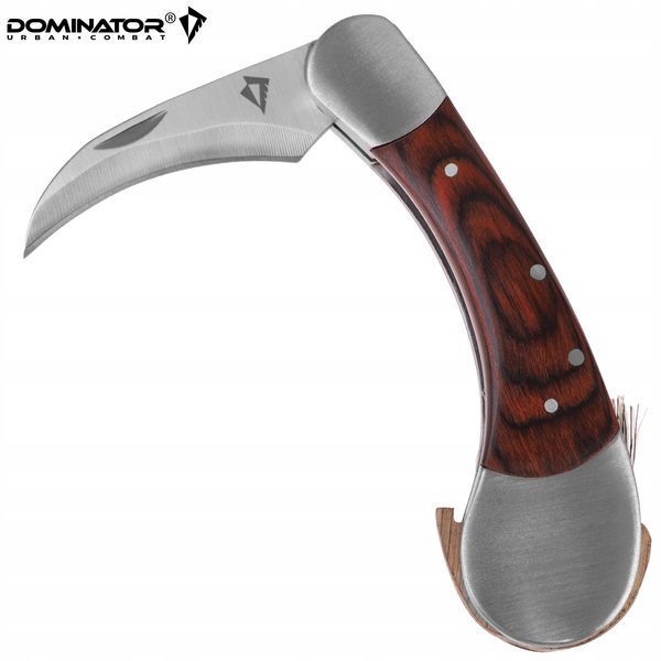 Складной грибной нож Dominator со щеточкой деревянная ручка нержавеющая сталь для походов 2267 фото