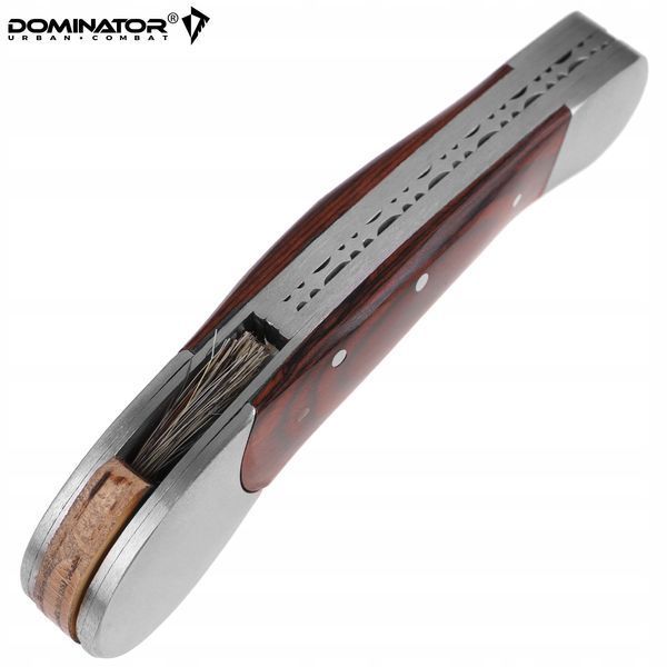 Складной грибной нож Dominator со щеточкой деревянная ручка нержавеющая сталь для походов 2267 фото