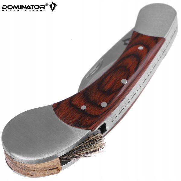 Складной грибной нож Dominator со щеточкой деревянная ручка нержавеющая сталь для походов 2267 фото