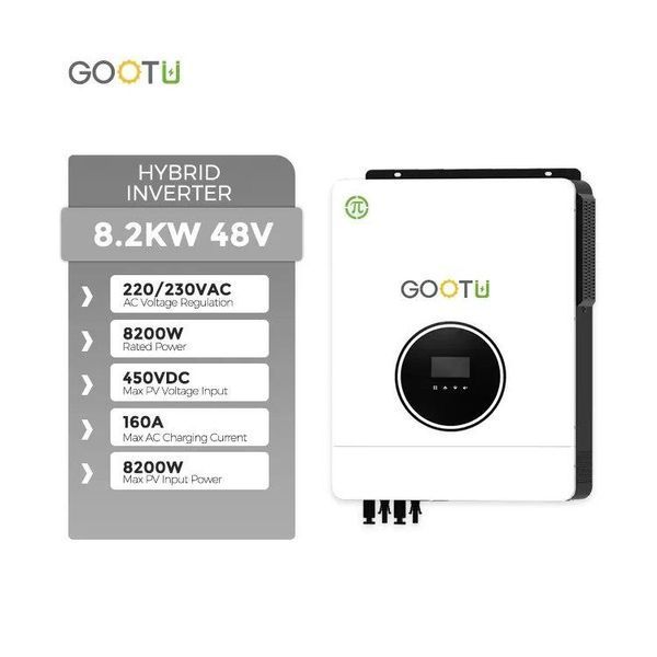 Гибридный инвертор Gootu 48 В с мощностью 8.2 кВт контроллер солнечной зарядки 2604 фото