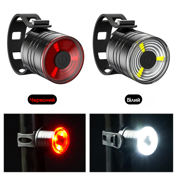 Велосипедные фонари передний и задний LED на батарейках комплект (XJ5812) 2823 фото