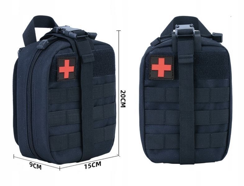 Подсумок аптечка черная 21&times;16&times;8 см медицинская сумка органайзер MOLLE водонепроницаемый универсальный 2073 фото