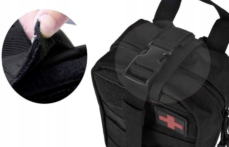 Подсумок аптечка черная 21&times;16&times;8 см медицинская сумка органайзер MOLLE водонепроницаемый универсальный 2073 фото