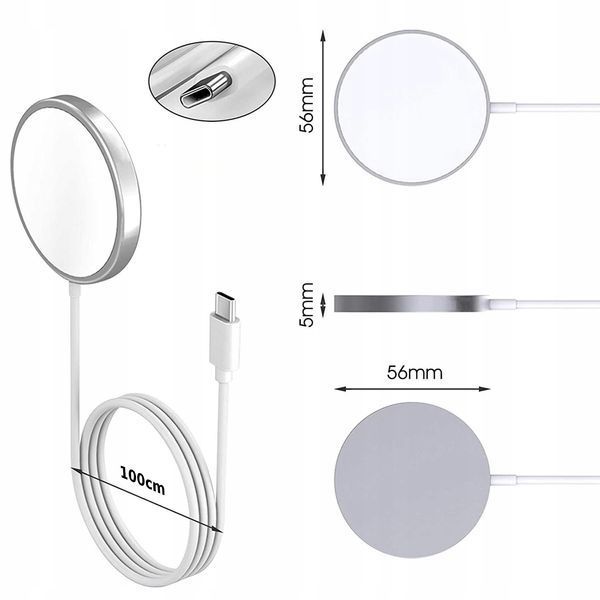 Беспроводное зарядное устройство MagSafe с Type-C 15 Вт для iPhone 8&ndash;17 AirPods 1 м 2638 фото