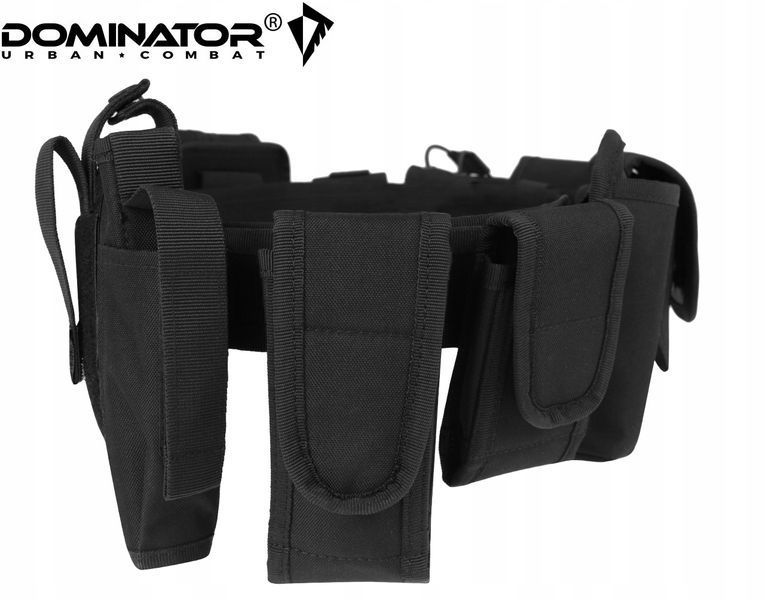 Разгрузочный ремень Dominator черный с кобурой подсумками и держателями для полиция охраны 2276 фото