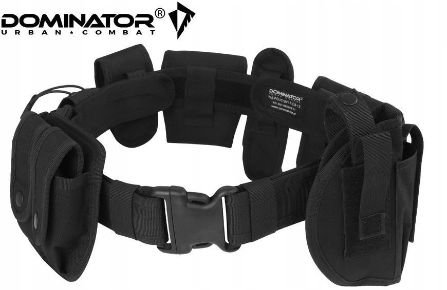 Разгрузочный ремень Dominator черный с кобурой подсумками и держателями для полиция охраны 2276 фото