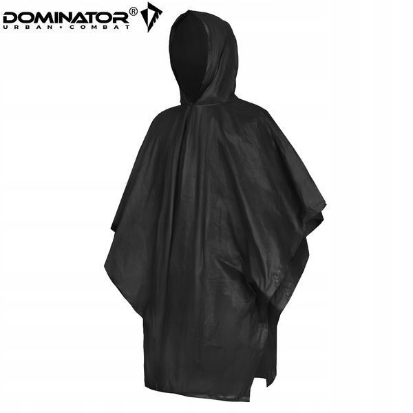 Пончо дощовик Dominator чорний накидка з капюшоном 126&times;104 см для туризму походу риболовлі кемпінгу 2277 фото