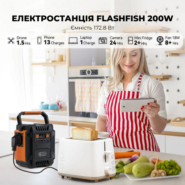 Портативная зарядная станция Flashfish A201 200 Вт 172 Вт&middot;ч/48000 мА&middot;ч 2644 фото