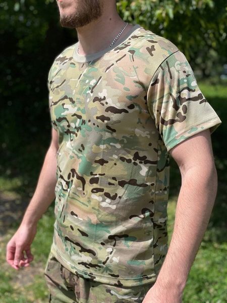 Тактична футболка мультикам потовідвідна, чоловіча військова футболка ЗСУ M 2332 фото
