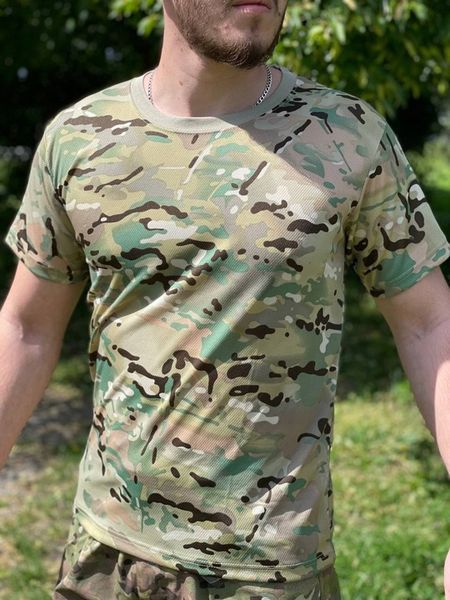 Тактична футболка мультикам потовідвідна, чоловіча військова футболка ЗСУ M 2332 фото
