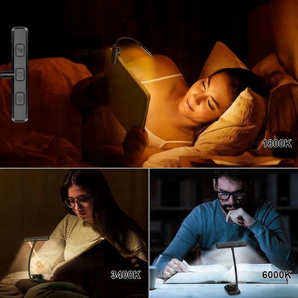 Лампа для читання з гнучкою ніжкою Koanni LED USB 1000 мАг 3 режими світла 2835 фото