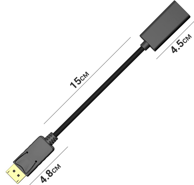 Переходник DisplayPort на HDMI черный адаптер дисплейпорт 25 см 2385 фото