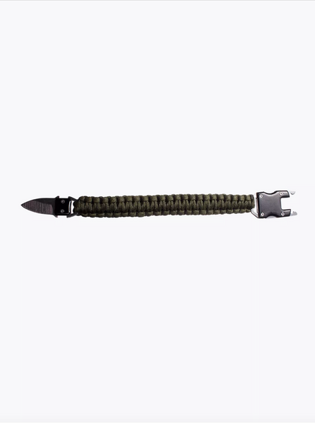 Браслет виживання Paracord Survival з ножем оливковий універсальний 2в1 для любителів активного відпочинку 2184 фото