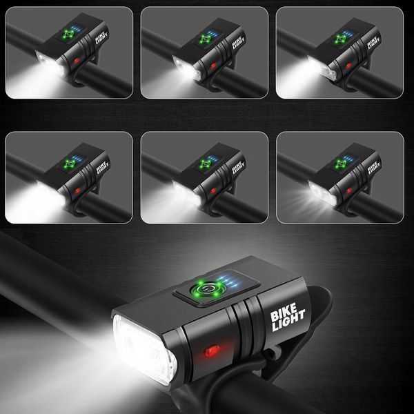 Комплект велосипедных фонарей LED USB передний и задний аккумуляторные водонепроницаемые 2836 фото